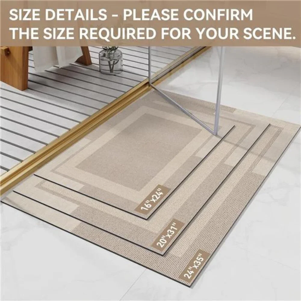 Non Slip Bath Mat Thin Rubber Backing Quick Dry Absorbent Bathroom Rug 16x24
